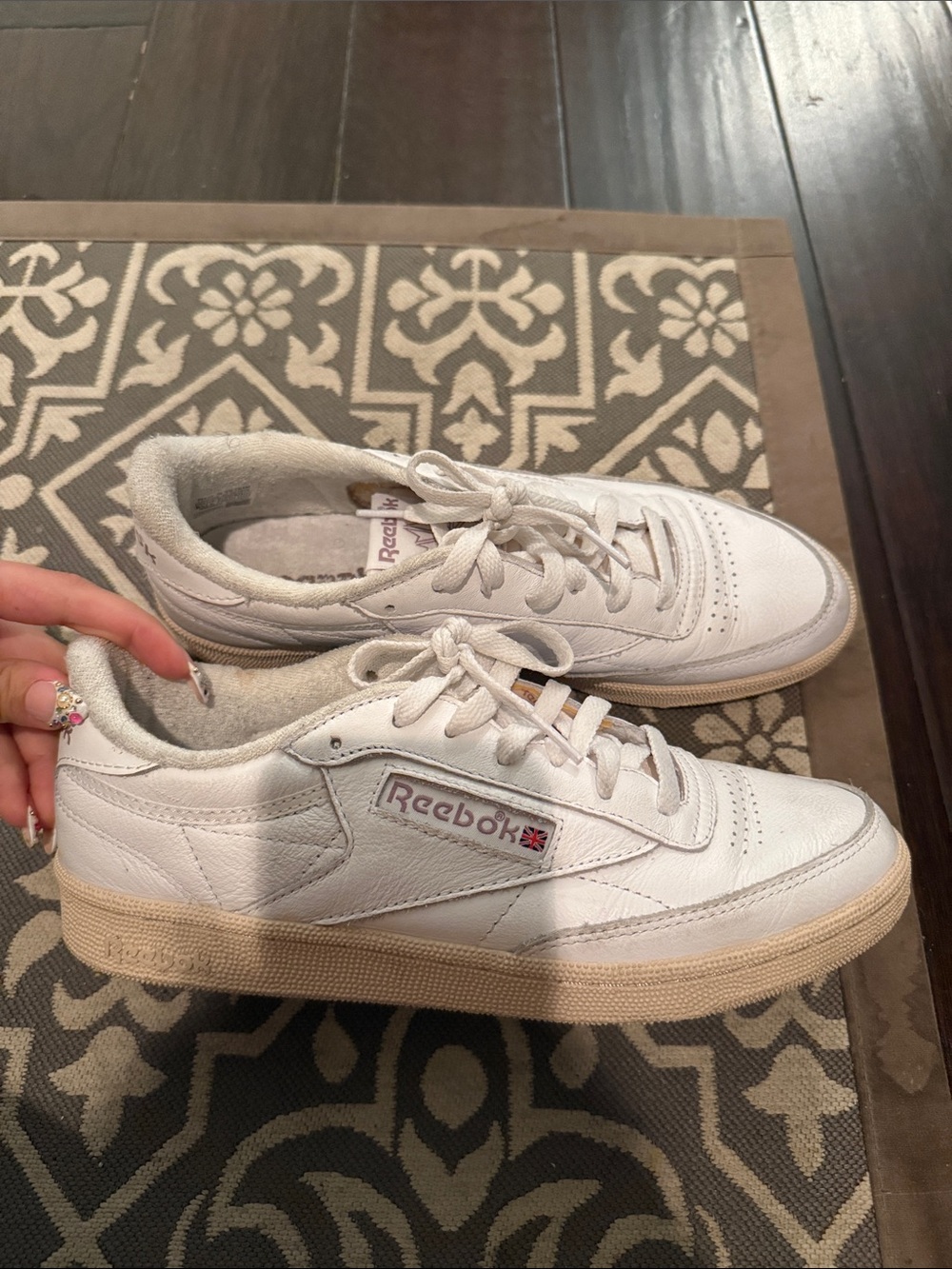 Reebok White Leather Sneakers with Cream Sole